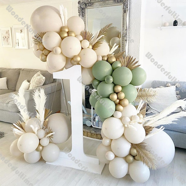 77pcs Natural Sand Balloon Arch Garland Kit Beige Wedding Decoration Dusty Green Chrome Gold Balloons Set Baby Shower Birthday Party Decor