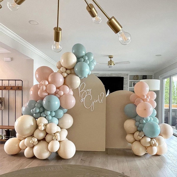 122pcs Boho Balloon Garland Macaron Peach Blue Party Balloons Baby Shower Gender Reveal Birthday Party Supplies Wedding Decoration