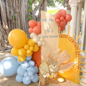 72 pezzi Ghirlanda di palloncini a tema sole Ecco che arriva il figlio Baby Shower Ragazzi 1 ° compleanno Genere rivela decorazioni per feste Matrimonio pastello Addio al nubilato