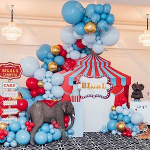 191pcs Circus Balloon Garland Gender Reveal Decoration Matte Blue Red Gold Balloon Arch Kit 1st Birthday Party Decoration Baby Showe Decor
