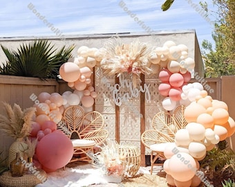 Blush Balloon Garland,DIY Balloon Arch Kit,Matte Balloons-Dusty Pink,Cream Peach,Matte White,Natural Sand Balloon Garland,Boho Balloon Arch