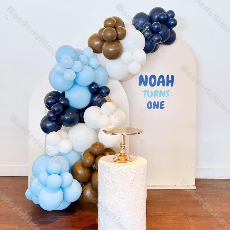 112 Birthday Balloons Garland White Blue Caramel Retro Balloon Wedding Easter Decoration Baby Shower Gender Reveal Graduation Party Supplies