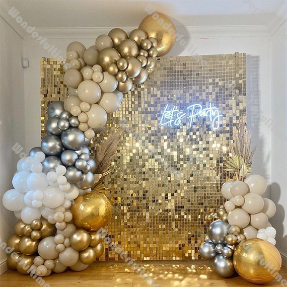 168 Uds cromo plata oro globo arco blanco arena globo guirnalda boda  suministros Baby Shower decoración compromiso cumpleaños fondo -  México