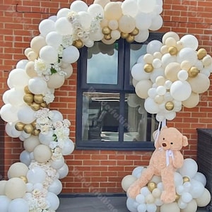 170pcs White Sand Balloon Garland Baby Shower Decoration Beige Gold Balloon Arch 1st Birthday Party Decor Wedding Supplies Engagement Decor