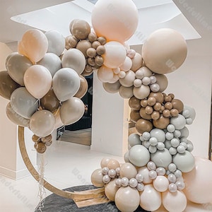 163pcs Doubled Coffee Doubled Gray Balloon Garland Arch Kit Wedding Decoration Wedding Shower Baby Shower Birthday Party Engagement Supplies