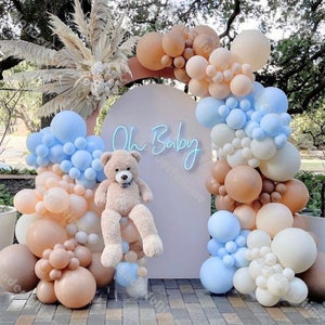 202pcs Macaron palloncini blu ghirlanda arco kit moka marrone fard palloncini bianchi baby shower decorazione festa di compleanno kit fai da te personalizzato