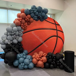 171pcs Sports Birthday Balloon Garland Arch Kit Burnt Orange Blue Basketball Balloons Baby Shower Gender Reveal Wedding Decoration