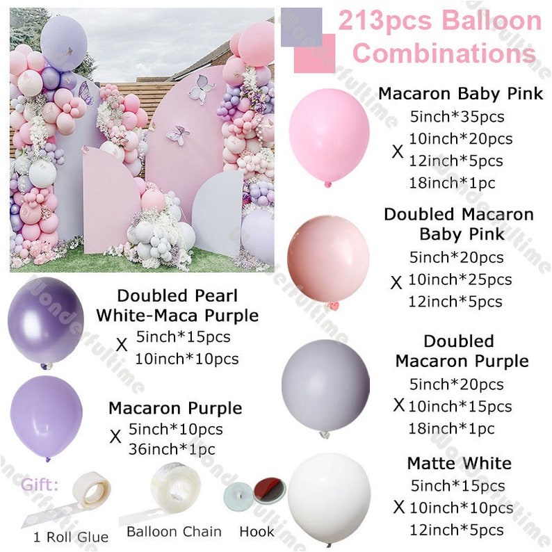 213pcs Doubled Macaron Baby Pink Balloon Arch Garland Baby - Etsy