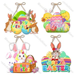Happy Easter Bunny Türschild Ostern Willkommensschild Haustürkranz Personalisiertes Wandbehang Ostern Türschild DIY Frühlingsthema Party Dekor