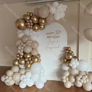 158pc Happy Birthday Balloon Garland Arch Kit Natural Sand White Gold Baby Shower Globos Gender Reveal Decorations Wedding Party Accessories
