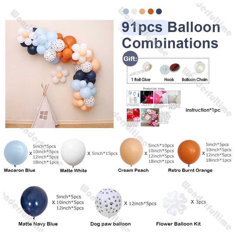 91pcs Blue Balloon Garland Arch Kit