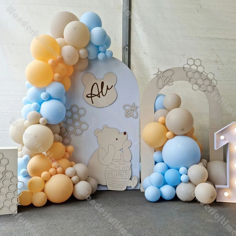 110 Bearly Baby Shower Balloon Arch Cream Peach Blue Wedding Balloons Gender Reveal Bear 1st Birthday Bridal Shower