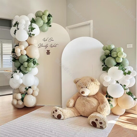 109pcs Baby Shower Balloons Garland White Dusty Green Party Balloon Kit 1st Birthday Bridal Shower Ideas Kids Party Decor