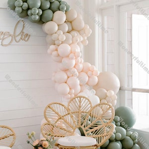 Wedding Dusty Green Beige Balloons Garland Arch Kit Baby Shower Decorations DIY White Sand Balloons Adult Birthday Party Bridal Shower Decor
