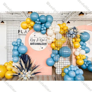 178pcs Raddoppiato Palloncino Azzurro Opaco Arco Ghirlanda Decorazione di Nozze Palloncini Bianchi Limone Opaco Set Sfondo di Fidanzamento Doccia Nuziale