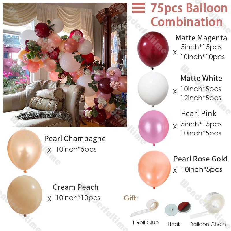 Pink Balloons, 60 Pcs Hot Pink Balloons Set with Rose Gold Confetti  Metallic Rose Gold Balloons, 12 Inch Magenta Fuchsia Pink Baby Pink  Balloons for