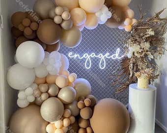 112pcs Doubled Apricot Mocha Brown Matte White Balloon Garland Arch Wedding Baby Shower Birthday Party Bridal Shower Anniversary Decoration