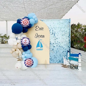 101pcs Retro Balloons Garland Kit White Blue Globos Bride to Be Baby Shower Gender Reveal Kids Party Decor Wedding 1st Birthday Backdrop