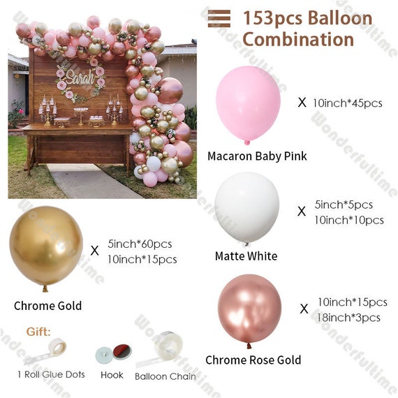 200pcs Dusty Pink Chrome Rose Gold Balloon Garland Arch Kit Wedding  Decoration Birthday Party Anniversary Baby Shower Gender Reveal Supplies 