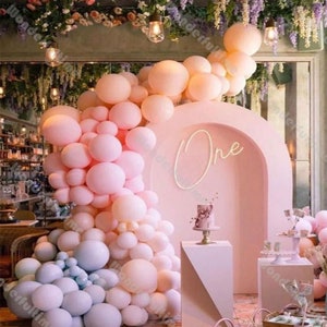 135pcs Macaron Blue Balloon Arch Garland Gender Reveal Decoration DIY Macaron Baby Pink Doubled Cream Peach Balloons Set Baby Shower Decor