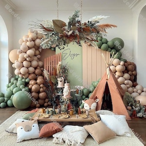 189pcs raddoppiato albicocca caffè verde polveroso palloncino ghirlanda kit arco baby shower festa di compleanno addio al nubilato decorazione anniversario di matrimonio