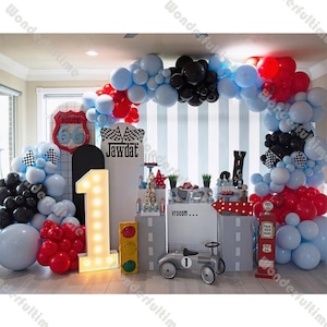 99/146/210pcs Racing Themed Balloons Garland Arch Kit Birthday Party Decoration Pastel Blue Matte Red Black 4D Red Air Balloons Baby Shower