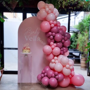 107pcs Boho Balloon Garland Macaron Hot Pink Party Balloon Sfondo Baby Shower Gender Reveal Birthday Party Kit Wedding Bridal Shower Arch