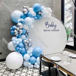 122 pezzi Macaron Kit arco palloncini blu Decorazione festa di compleanno Blu opaco Bianco Argento Palloncino Ghirlanda Baby Shower Decor Forniture di nozze