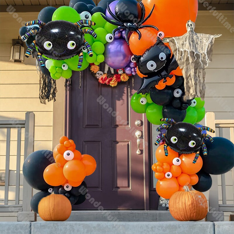 151pcs Spooky Balloon Arch Purple Black Spider Balloon Halloween Kid Parties Baby Shower Gender Reveal Anniversary Birthday