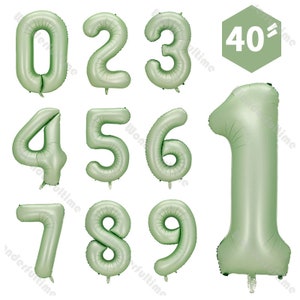 40 "Palloncini Numero Mylar Verde Oliva, Palloncini Numero Jumbo 0-9, Palloncini Anniversario Matrimonio, Palloncino Numero Giallo, Palloncini Baby Shower