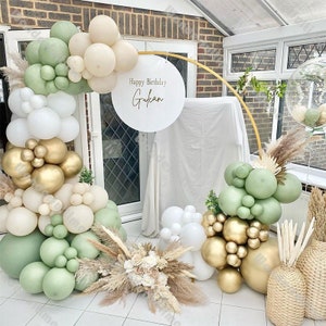 133pcs Dusty Green Natural Sand Color Chrome Gold Balloons Garland Arch Kit Wedding Supplies Baby Shower Birthday Party Bridal Shower Decor