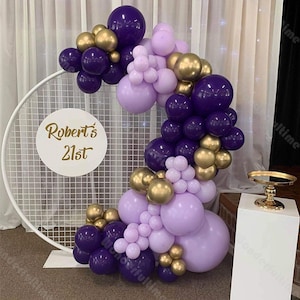 96 pezzi ghirlanda di palloncini viola intenso opaco decorazione di nozze macaron viola cromato oro palloncino arco festa di compleanno baby shower decor
