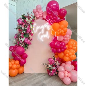 Guirnalda de globos mate estilo bohemio, 133 piezas, globos rosas y naranjas, para baby shower de niña, arco de cumpleaños con temática de niño, revelación de género, graduación, decoración para fiesta infantil