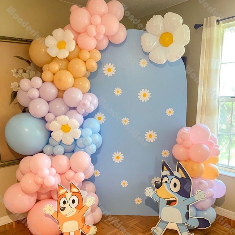 102pcs Two Groovy Balloon Arch Pink Blue Daisy Balloons Baby Shower Gender Reveal Birthday Party Favors Anniversary Wedding