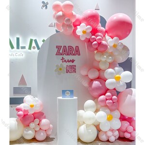 129 Palloncini pastello Kit arco ghirlanda Sabbia bianca Palloncini margherita rosa Baby Shower Due compleanno Groovy Genere Rivela Addio al nubilato Decorazione di nozze