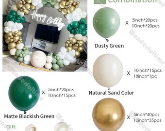 Sogorge 100pcs 10 Inch Green Balloons - Light & Dark Green Latex Balloons With Weight For Parties