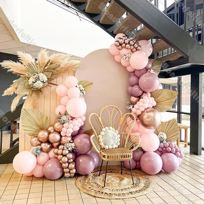 Décoration Gâteau Boules Rose Violet Or - Topper Et Ballons Pour Anniversaire, Mariage, Baby Shower