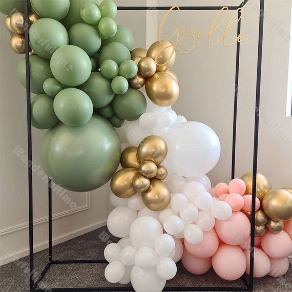 126pcs Dusty Green Balloons Garland Matte White Chrome Gold | Etsy
