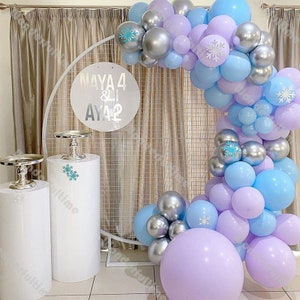 91pcs Macaron Viola Blu Palloncino Ghirlanda Cromo Argento Palloncino Arco Baby Shower Fidanzamento Anniversario Festa di Compleanno Decorazioni di Nozze