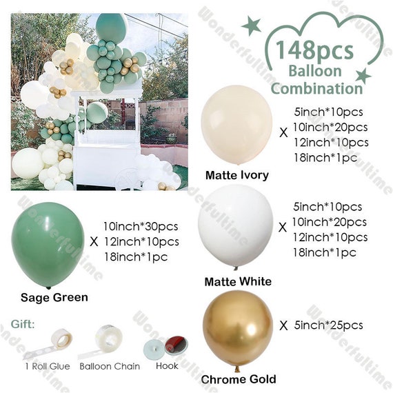 Kit d'arc de guirxiété de ballons pour la décoration de fond de fête, vert  sauge