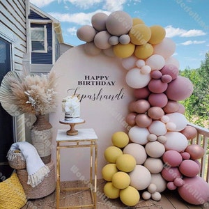 101pcs Doubled Retro Hot Pink Balloon Arch Garland Boho Wedding Decoration Double Cream Peach Apricot Ginger Chrome Rose Gold Balloons Set