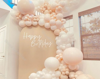 186pcs Doubled Cream Peach Balloons Garland Arch Wedding Decoration Birthday Party Decoration Baby Shower Decor Matte White Balloon Arch