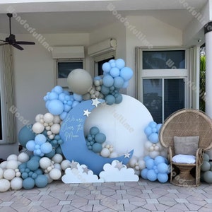152 pezzi Palloncini a tema spaziale Ghirlanda Blu Grigio Alla Luna Palloncino Galassia Baby Shower Fai esplodere il compleanno Fuori da questo mondo