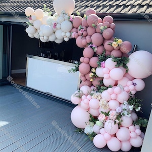 142/173pcs Macaron Baby Pink Balloon Arch Garland Wedding Decoration Dusty Pink Natural Sand Balloons Set Baby Shower Birthday Party Decor