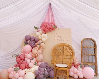 169 Uds. Guirnalda de globos bohemios, globos de fiesta de color púrpura rosado, Kit de fiesta de cumpleaños para Baby Shower, decoración de aniversario de boda para revelar género