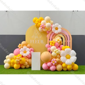 146pcs Margherita Palloncino Ghirlanda Rosa Giallo Crema Pesca Margherita Palloncini Baby Shower Due Groovy Compleanno Anniversario Matrimonio Doccia nuziale Arco