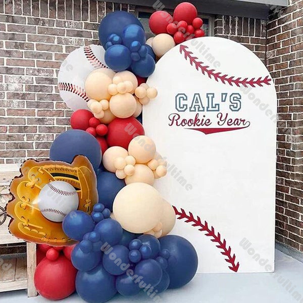 112pcs Matte Navy Blue Balloons Garland Kit Baseball Theme Boy Birthday Decorations Matte Red Blush Balloon Arch Kit Baby Shwoer Party Decor