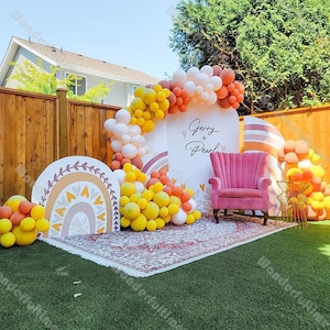 DIY Matte Lemon Balloon Arch Garland Kit Baby Shower Decoration Matte Coral Doubled Cream Peach Balloons Set 1st Birthday Party Decor