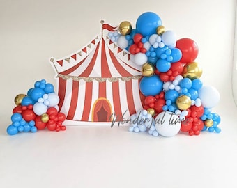 152 Uds tema de circo globo guirnalda género revelar decoración azul mate oro rojo globo arco DIY niños fiesta de cumpleaños Baby Shower fondo