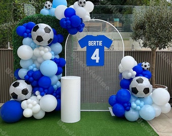 149pcs Matte Dark Blue Globos Blancos Arch Garland Fútbol Patry Decoración Niño Suministros de Cumpleaños Baby Shower Decoración 4D Globos de Fútbol Kit